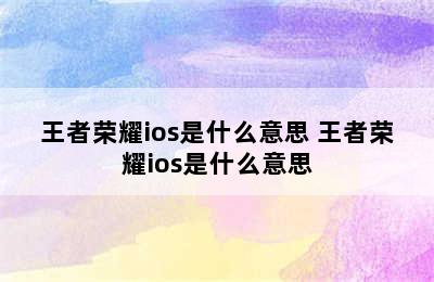 王者荣耀ios是什么意思 王者荣耀ios是什么意思